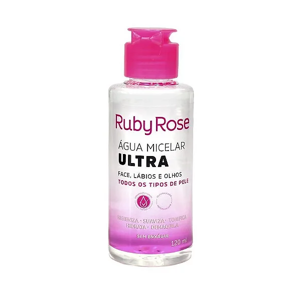 ÁGUA MICELAR ULTRA LIMPEZA FACIAL RUBY ROSE 120ML