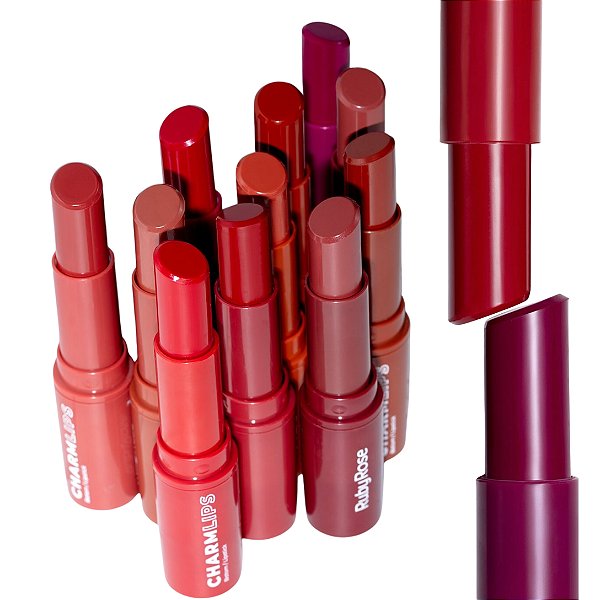 BATOM CHARM LIPS RUBY ROSE COR INTENSA SEMI MATTE AVELUDADO