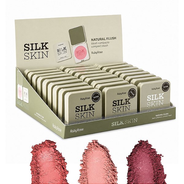 BOX NATURAL FLUSH BLUSH COMPACTO SILK SKIN RUBY ROSE G2 - 24 UNID.
