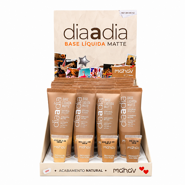 BOX BASE LÍQUIDA MATTE DIA A DIA MAHAV  KIT 2 - 24 UNID.