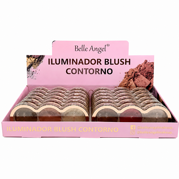 BOX PALETA BLUSH CONTORNO E ILUMINADOR BELLE ANGEL 12 UNID.