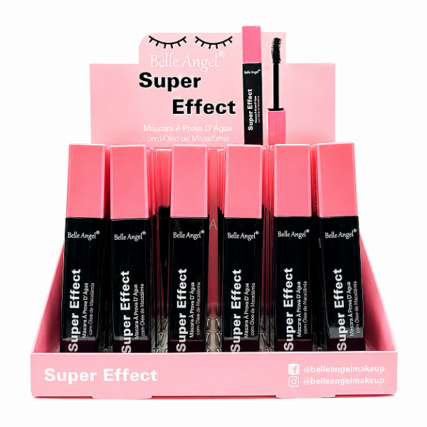 BOX MÁSCARA DE CÍLIOS SUPER EFFECT VOLUMÃO MACADÂMIA BELLE ANGEL 24 UNID.