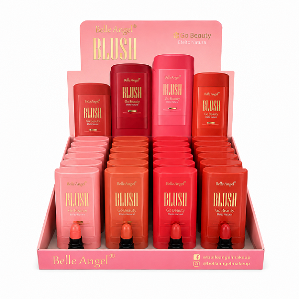 BOX BLUSH BASTÃO STICK GO BEAUTY BELLE ANGEL 24 UNID.