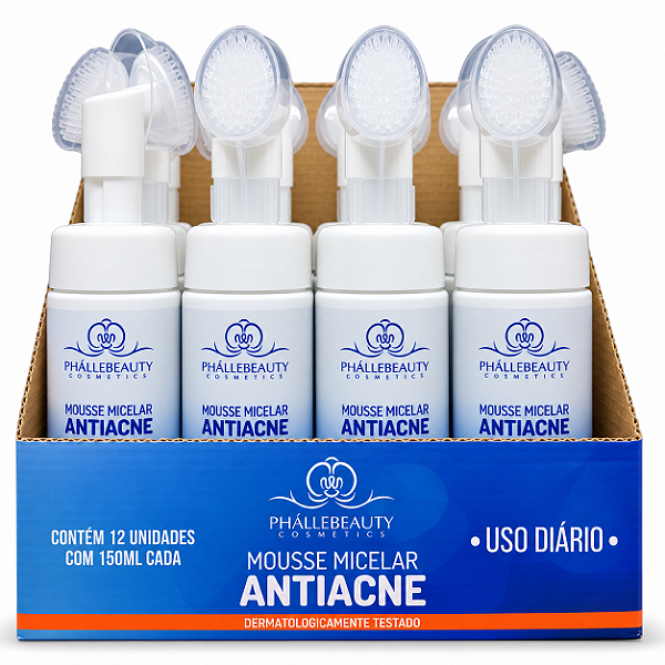 BOX MOUSSE MICELAR FACIAL ANTIACNE 150 ML PHÁLLEBEAUTY 12 UNID.