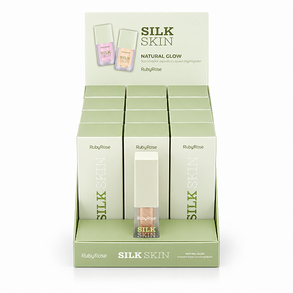 BOX ILUMINADOR LIQUÍDO SILK SKIN GOLDEN HALO RUBY ROSE 12 UNID.