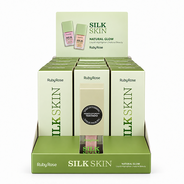 BOX ILUMINADOR LIQUÍDO SILK SKIN PEARL ESSENCE RUBY ROSE 12 UNID.