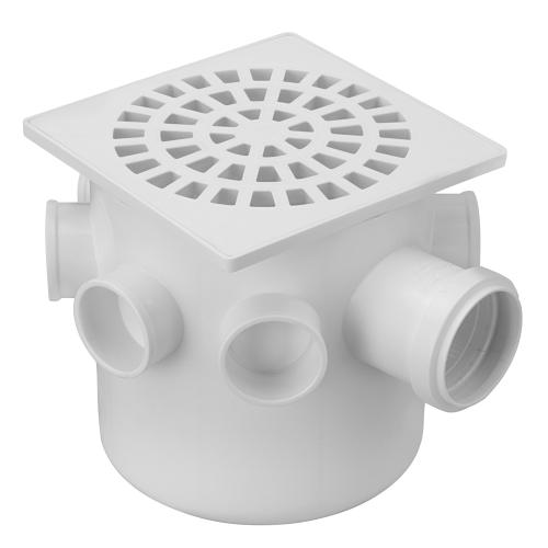 CAIXA SIFONADA QUADRADA C/ 7 ENTRADAS BRANCA - N° 13 150x150x50mm - KRONA