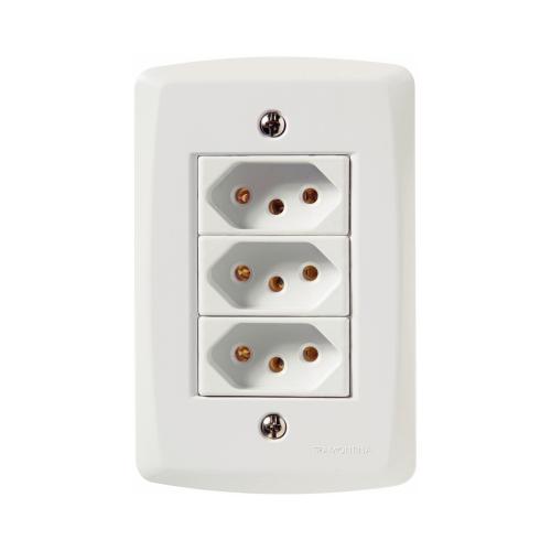 TOMADA TRIPLA 10A BRANCO = LUX2 - TRAMONTINA