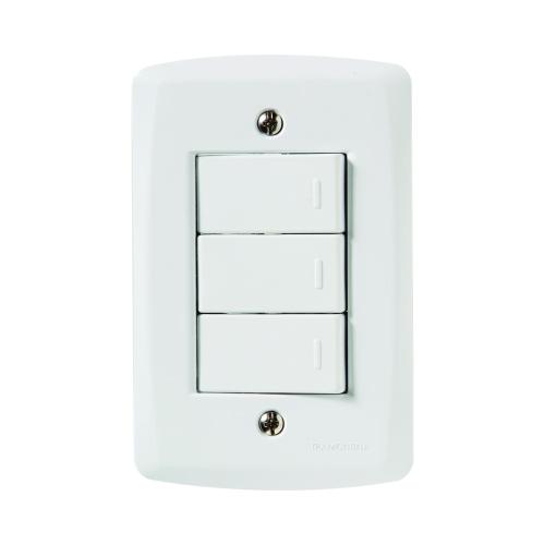INTERRUPTOR 3 SEÇÃO SIMPLES = BRANCO LUX2 - TRAMONTINA