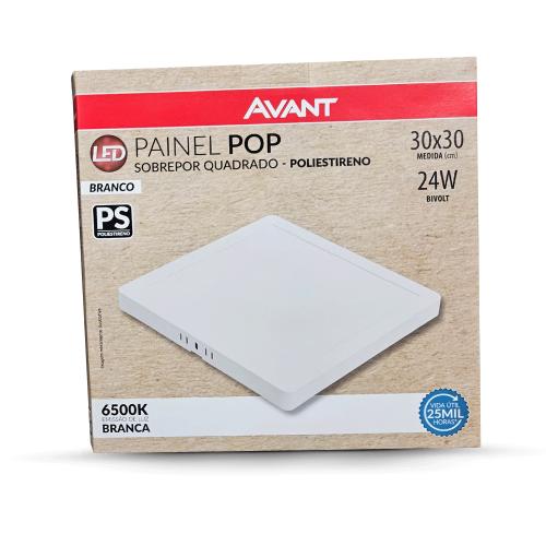 LUMINÁRIA LED QUADRADA SOBREPOR = POP/ PS - 24W/6500K - AVANT