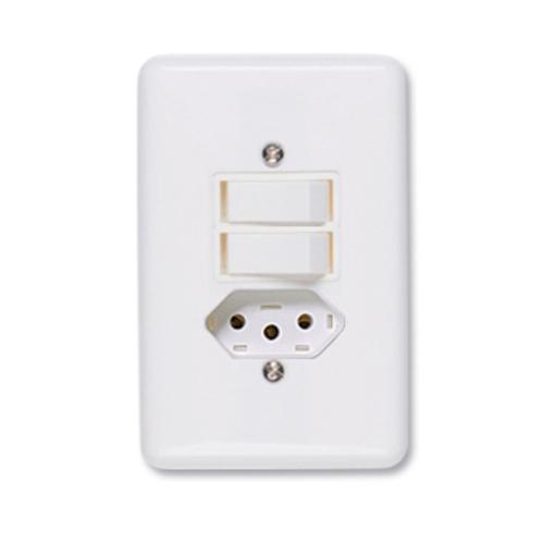 INTERRUPTOR 2 SEÇÃO = TOMADA STYLUS - 10A 20210 = BRANCO - ILUMI