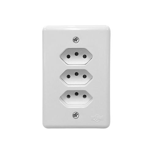 TOMADA TRIPLA MONOBLOCO STYLUS 20A - 201211 = BRANCO - ILUMI