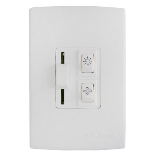 CONTROLE VENTILADOR DESLIZANTE = 1 LÂMPADA QV36 - BRANCO - QUALITRONIX