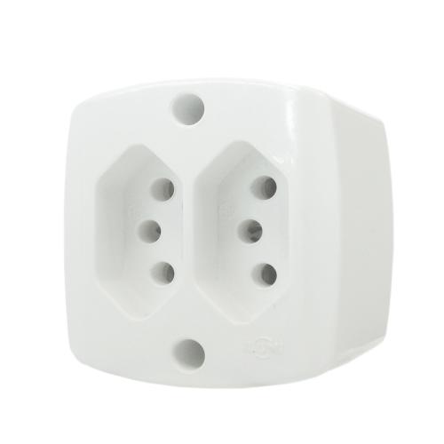 TOMADA DUPLA SOBREPOR 10A - 16518 / 16519 - BRANCA - ILUMI