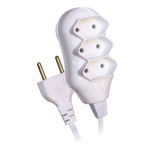 EXTENSÃO 3 SEÇÕES 2P PARALELO NEW POP - 2 X 0,75mm = BRANCO - FC