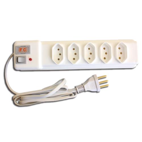 FILTRO DE LINHA 2P+T 1,20m BRANCA - 5 TOMADAS 2607-9 - FC