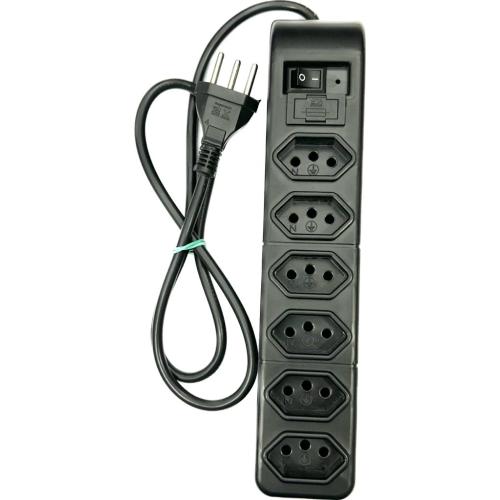 FILTRO DE LINHA 6 TOMADAS - CABO 85cm PRETO 431 - PW