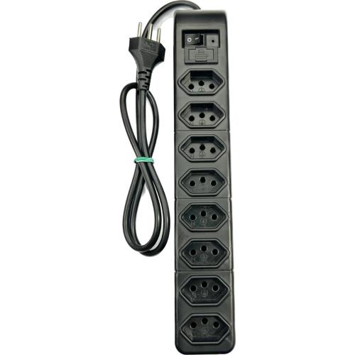 FILTRO DE LINHA 8 TOMADAS - CABO 85cm PRETO 432 - PW