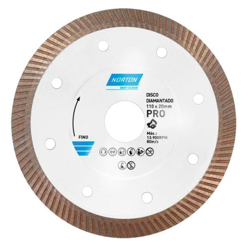 DISCO DIAMANTADO - PORCELANATO / CORTE- FINO 110 x 20mm - NORTON