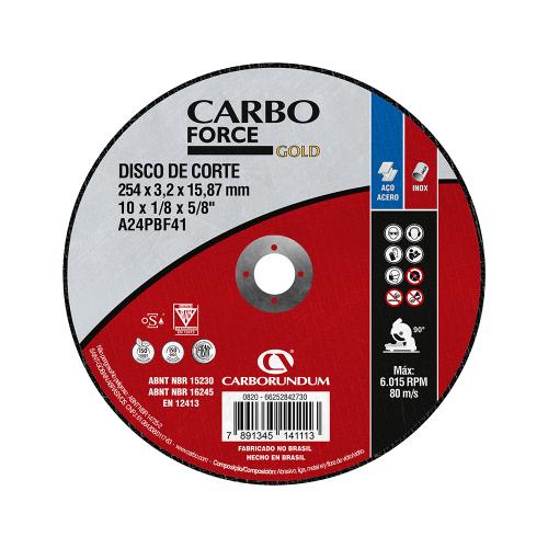 DISCO CORTE FERRO CARBOFORCE - 254,0 x3,2 x 15,87mm LTW - CARBORUNDUM