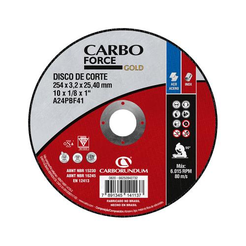 DISCO CORTE FERRO CARBOFORCE - 254,0 x 3.2 x 25.4mm LTW - CARBORUNDUM