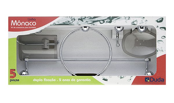 KIT MÔNACO 5 pçs. Cromado / fumê = DUDA