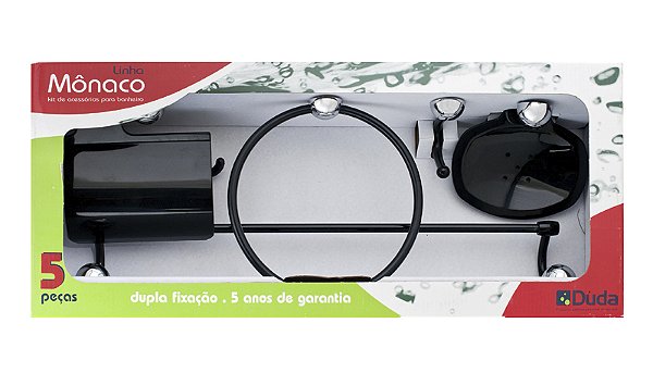 KIT MÔNACO 5 pçs. CROMADO / PRETO = DUDA