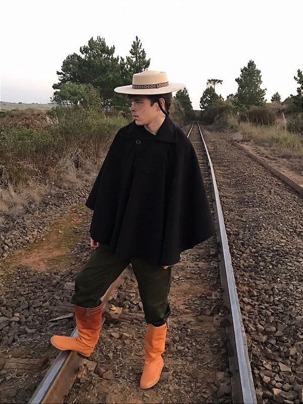 Poncho Pala Baeta unissex para o inverno em lã batida