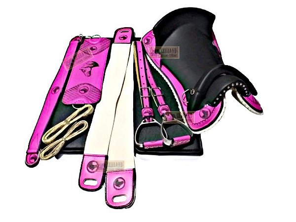 Montaria KIT 10x PEÇAS Sela FREIO DE OURO ROSA COM MANTA GEL
