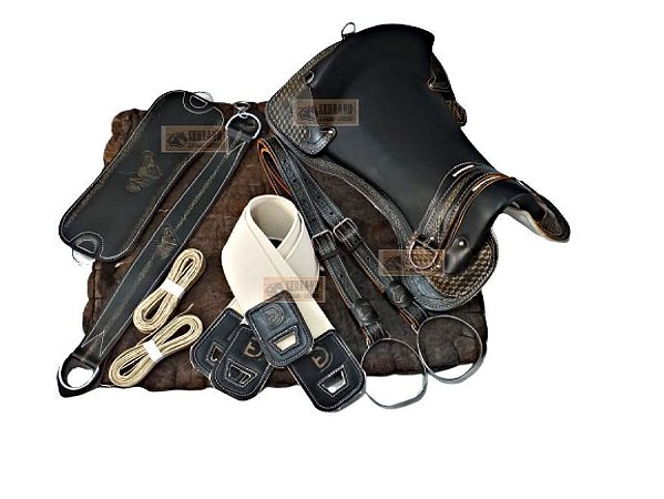 KIT Montaria 10x PEÇAS  Sela FREIO DE OURO preta