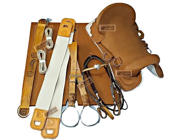 KIT 12x PEÇAS  Montaria Sela CRIOULA CHAPEADA AMARELA