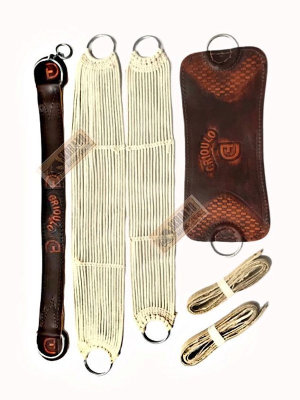 Kit 6x peças TRAVESSÃO CHINCHA BARRIGUEIRAS LATEGOS Marrom