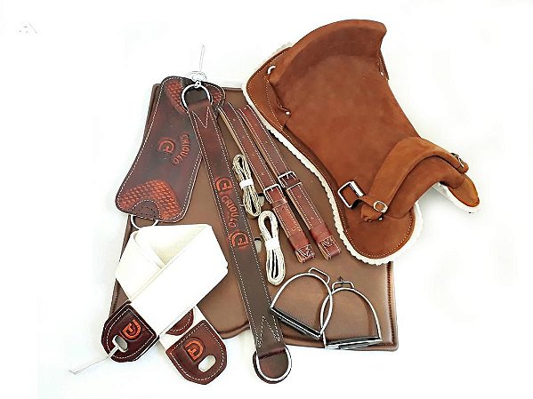 Montaria Sela Freio Ouro Cavalo Crioulo Laço Comprido Jm27