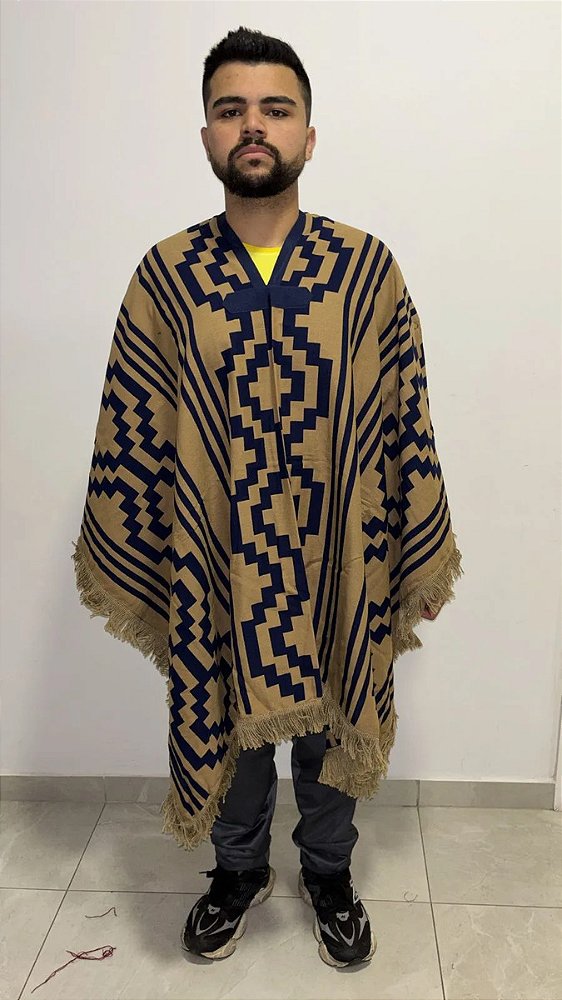 Pala Argentino Guarda Pampa Dupla Face Em Lã Super Macia Azul E Amarelo 2 Geométrico Un