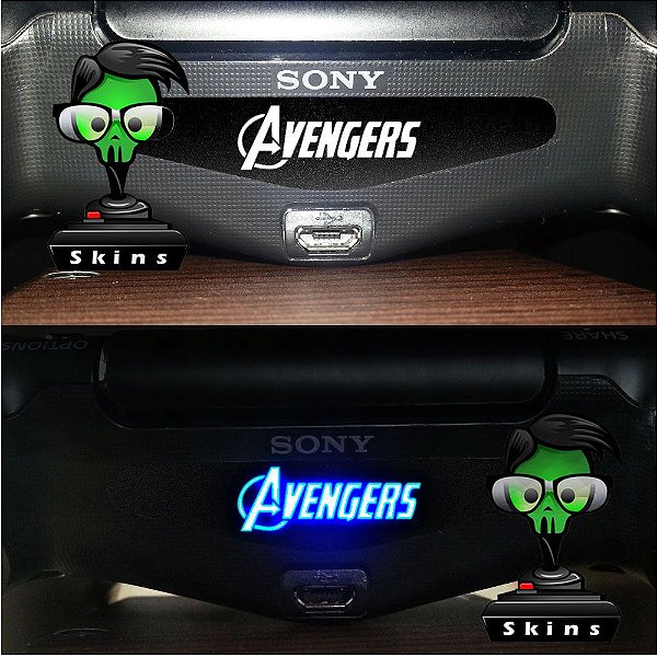 Adesivo Light Bar Controle PS4 Avengers Mod 01