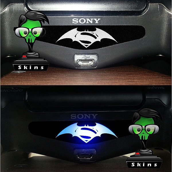 Adesivo Light Bar Controle PS4 Batman VS Superman Mod 02