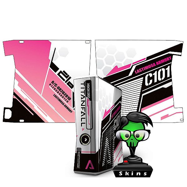 Skin Console XBOX 360 Slim Titanfall Rosa