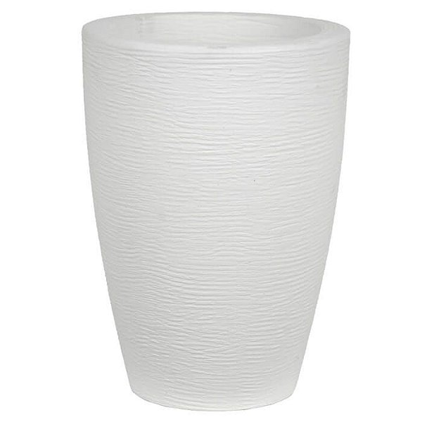 Vaso Grafiato Cônico Branco 38x27cm Cachepot
