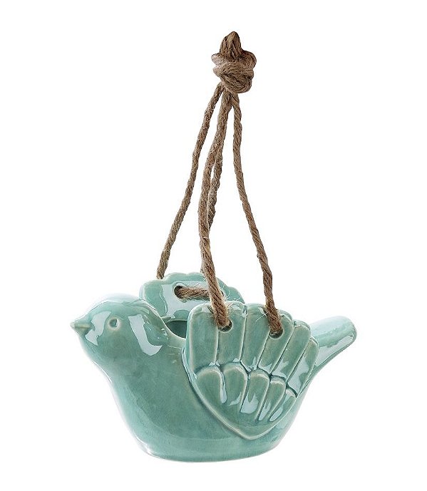 Vaso Cerâmica Pássaro c/ corda 10,5x19,5cm