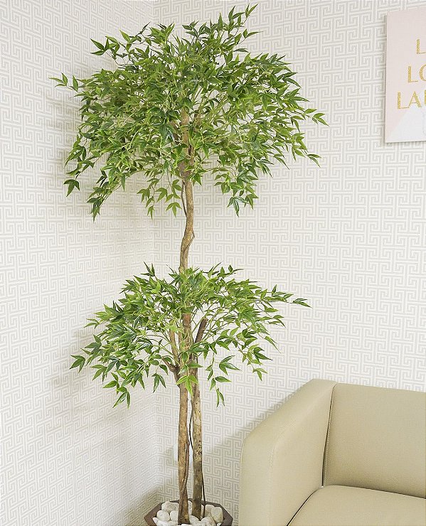 Árvore Permanente Mini Folha Toque Real 1,80c c/ pote (Linha Premium)