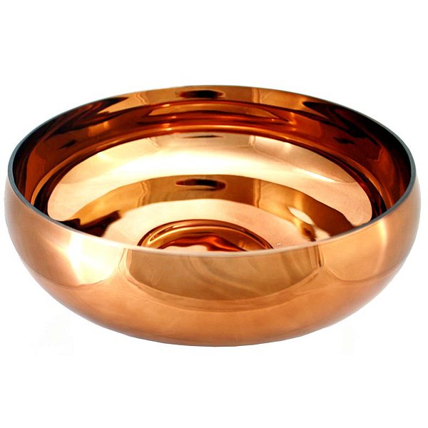 Vaso Bacia de Vidro Redondo 38cm Cobre