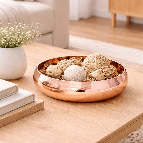 Vaso Bacia Vidro 0,5cm (Rose) 22x8