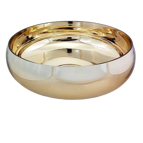 Vaso Bacia de Vidro Redondo 38cm Dourado