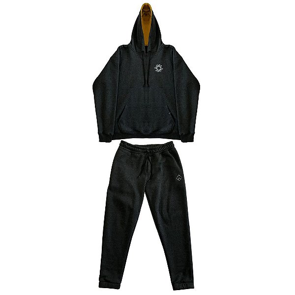 Conjunto de Moletom Áurea Conexão Cinza Chumbo