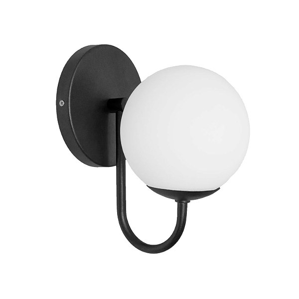 Arandela Curva P Globo 12 Jabuticaba Preto Fosco