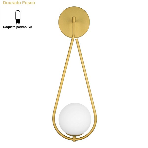 Arandela Gota Moderna Globo 12 Jabuticaba Dourado Fosco