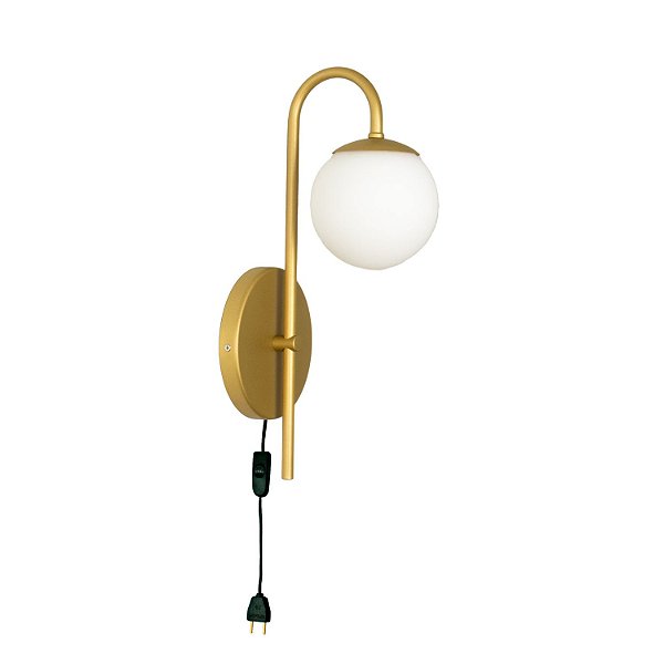 Arandelas Globo 12 Jabuticaba Dourado Fosco C/ Rabicho