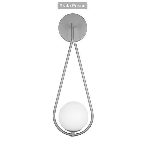 Arandela Parede Gota Globo 12 Jabuticaba Prata Fosco