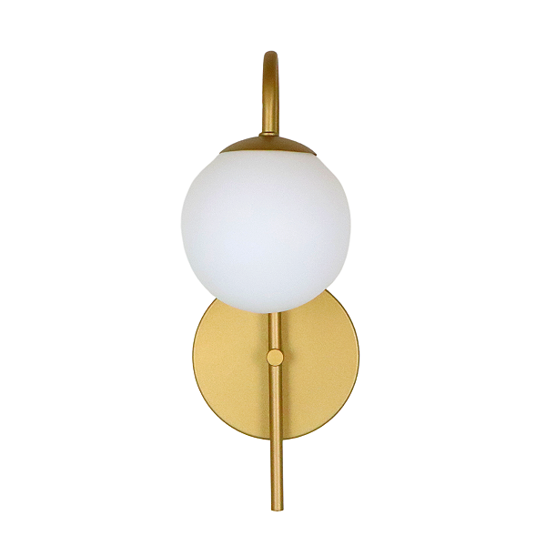 Arandela de Parede Curva Jabuticaba Globo de Vidro Bivolt