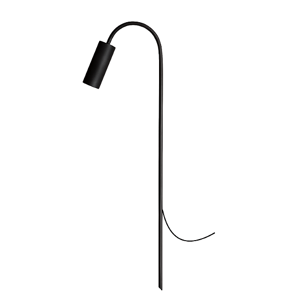 Luminária Balizador Curvo Espeto Jardim Piso Preto Fosco